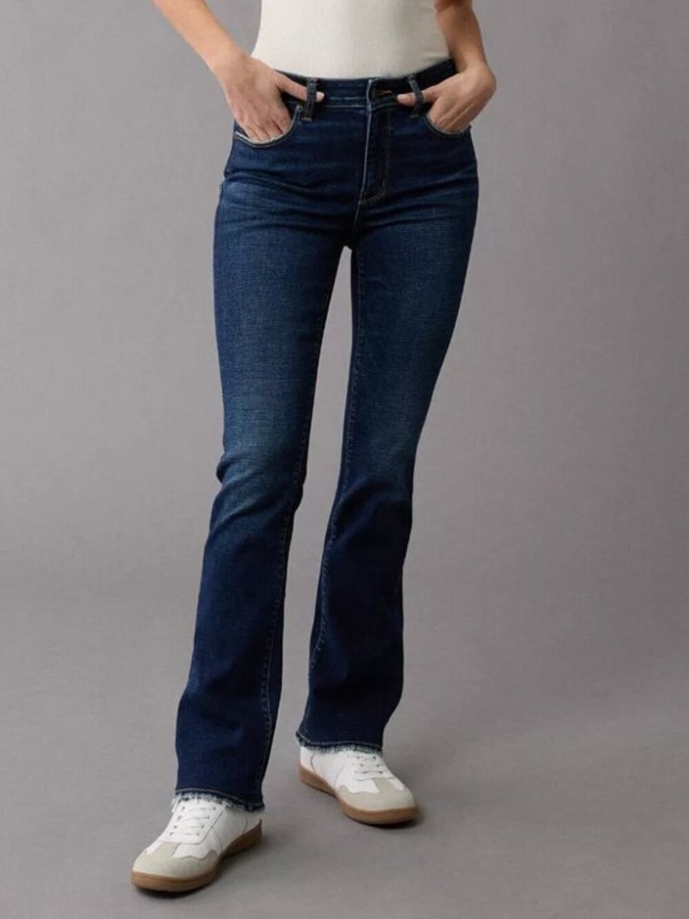 American Eagle Next Level Stretch High Rise Skinny Kick Flare Jeans Dark Wash 8S